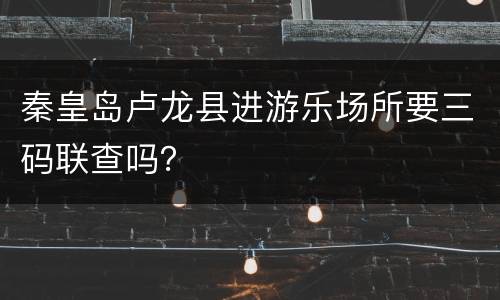 秦皇岛卢龙县进游乐场所要三码联查吗？
