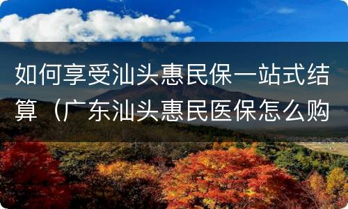 如何享受汕头惠民保一站式结算（广东汕头惠民医保怎么购买）