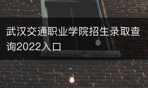 武汉交通职业学院招生录取查询2022入口