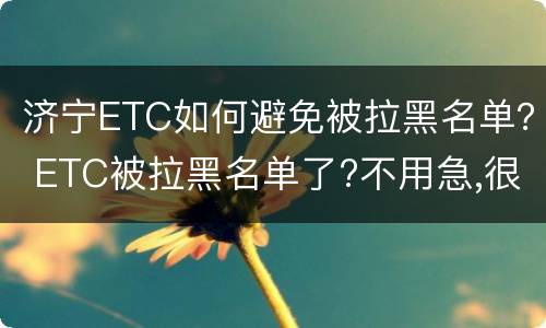 济宁ETC如何避免被拉黑名单？ ETC被拉黑名单了?不用急,很简单就解决?