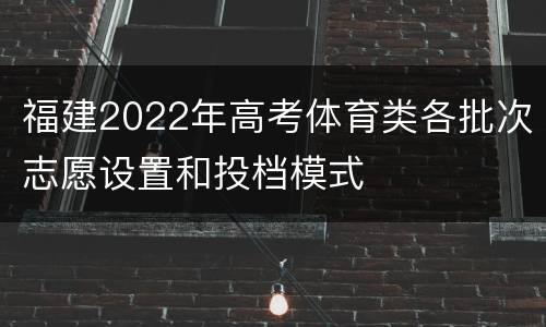 福建2022年高考体育类各批次志愿设置和投档模式
