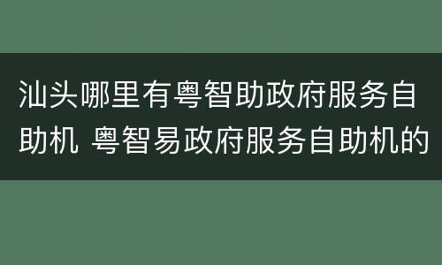 汕头哪里有粤智助政府服务自助机 粤智易政府服务自助机的功能