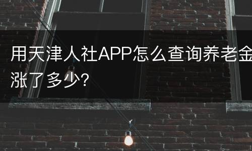 用天津人社APP怎么查询养老金涨了多少？
