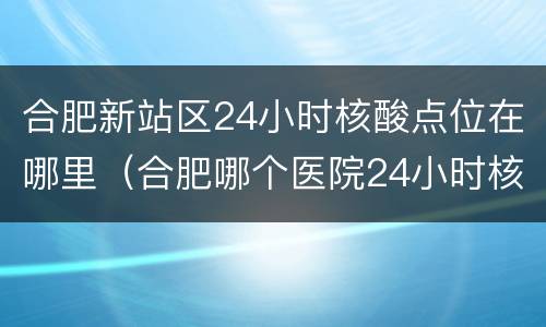 合肥新站区24小时核酸点位在哪里（合肥哪个医院24小时核酸地点）