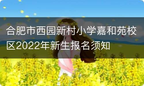 合肥市西园新村小学嘉和苑校区2022年新生报名须知