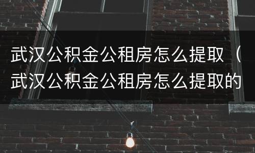 武汉公积金公租房怎么提取（武汉公积金公租房怎么提取的）