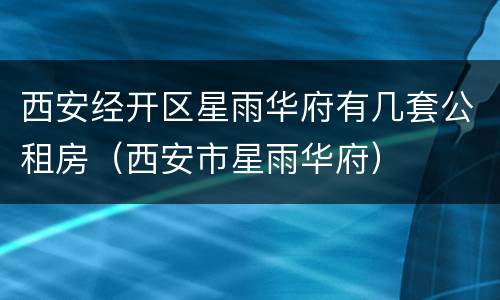 西安经开区星雨华府有几套公租房（西安市星雨华府）