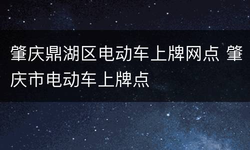 肇庆鼎湖区电动车上牌网点 肇庆市电动车上牌点