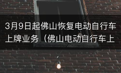 3月9日起佛山恢复电动自行车上牌业务（佛山电动自行车上牌要求）