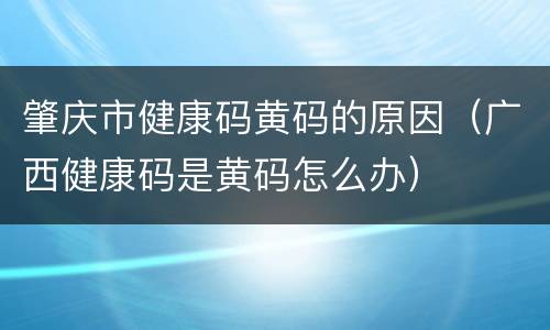 肇庆市健康码黄码的原因（广西健康码是黄码怎么办）