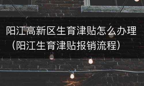阳江高新区生育津贴怎么办理（阳江生育津贴报销流程）