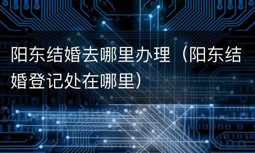阳东结婚去哪里办理（阳东结婚登记处在哪里）