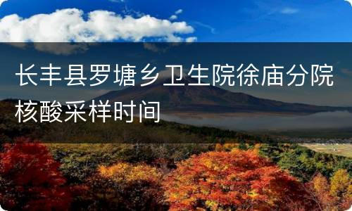 长丰县罗塘乡卫生院徐庙分院核酸采样时间