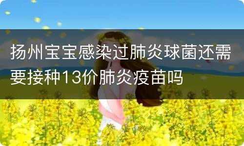 扬州宝宝感染过肺炎球菌还需要接种13价肺炎疫苗吗