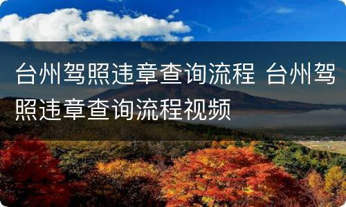 台州驾照违章查询流程 台州驾照违章查询流程视频