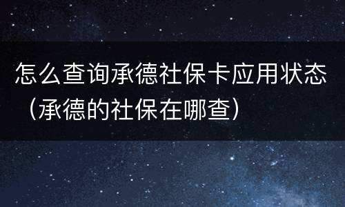 怎么查询承德社保卡应用状态（承德的社保在哪查）