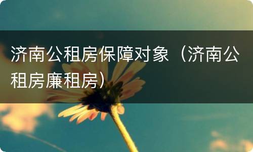 济南公租房保障对象（济南公租房廉租房）