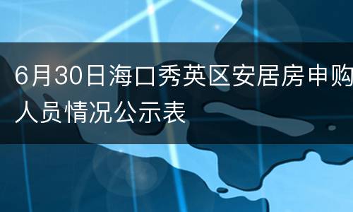 6月30日海口秀英区安居房申购人员情况公示表