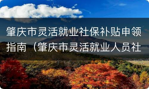 肇庆市灵活就业社保补贴申领指南（肇庆市灵活就业人员社保缴费）