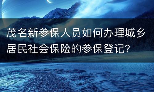 茂名新参保人员如何办理城乡居民社会保险的参保登记？