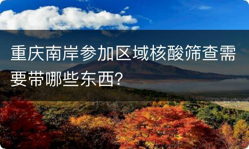 重庆南岸参加区域核酸筛查需要带哪些东西？