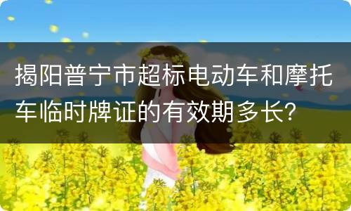 揭阳普宁市超标电动车和摩托车临时牌证的有效期多长？