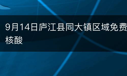 9月14日庐江县同大镇区域免费核酸