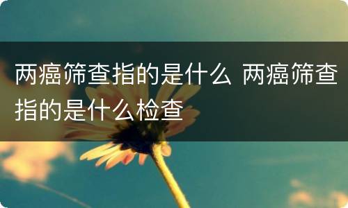 两癌筛查指的是什么 两癌筛查指的是什么检查
