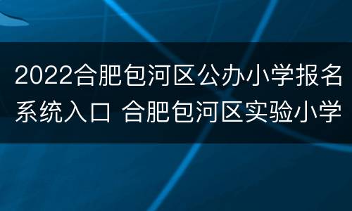 2022合肥包河区公办小学报名系统入口 合肥包河区实验小学怎么报名