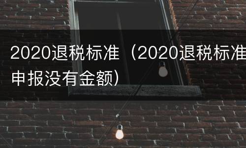 2020退税标准（2020退税标准申报没有金额）