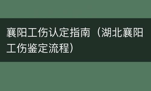 襄阳工伤认定指南（湖北襄阳工伤鉴定流程）