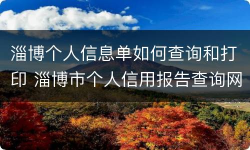 淄博个人信息单如何查询和打印 淄博市个人信用报告查询网点地址及时间