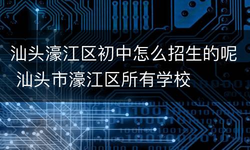 汕头濠江区初中怎么招生的呢 汕头市濠江区所有学校