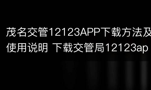 茂名交管12123APP下载方法及使用说明 下载交管局12123app
