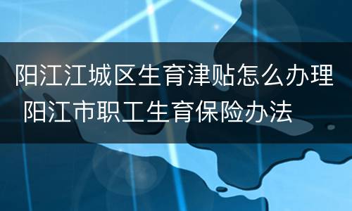 阳江江城区生育津贴怎么办理 阳江市职工生育保险办法