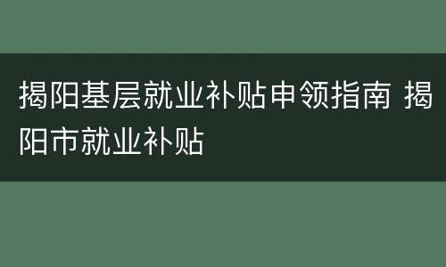 揭阳基层就业补贴申领指南 揭阳市就业补贴