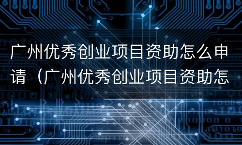 广州优秀创业项目资助怎么申请（广州优秀创业项目资助怎么申请的）