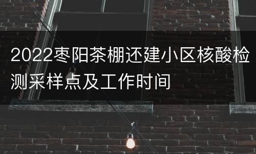 2022枣阳茶棚还建小区核酸检测采样点及工作时间