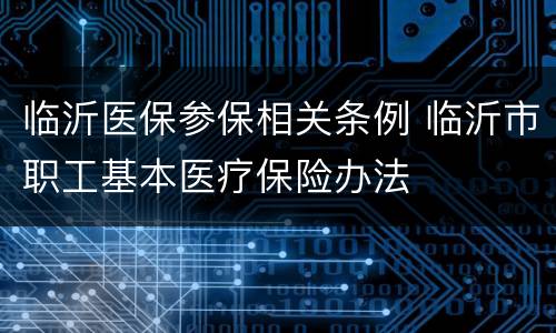 临沂医保参保相关条例 临沂市职工基本医疗保险办法