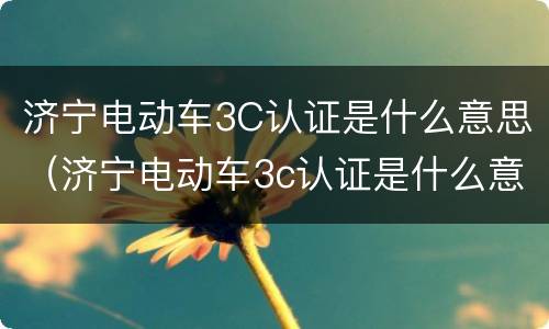 济宁电动车3C认证是什么意思（济宁电动车3c认证是什么意思呀）