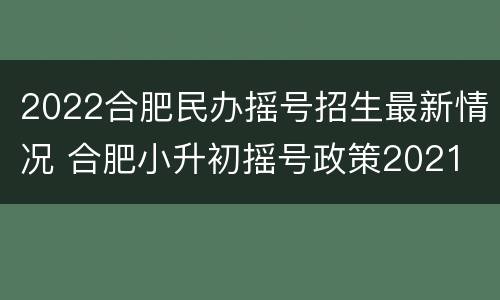 2022合肥民办摇号招生最新情况 合肥小升初摇号政策2021