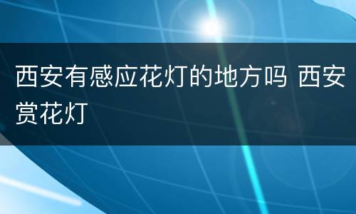 西安有感应花灯的地方吗 西安赏花灯