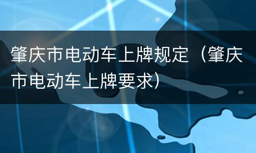 肇庆市电动车上牌规定（肇庆市电动车上牌要求）