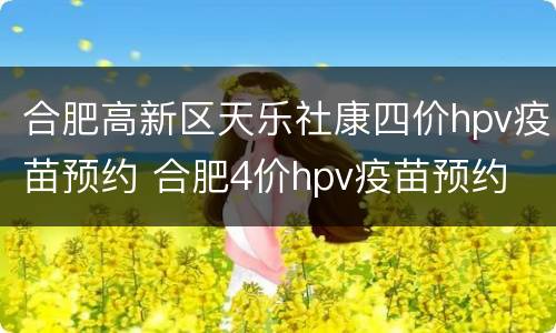 合肥高新区天乐社康四价hpv疫苗预约 合肥4价hpv疫苗预约