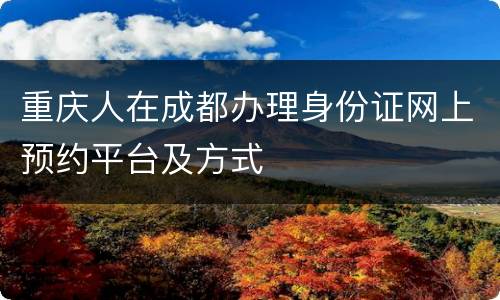 重庆人在成都办理身份证网上预约平台及方式