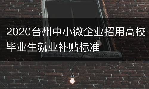2020台州中小微企业招用高校毕业生就业补贴标准