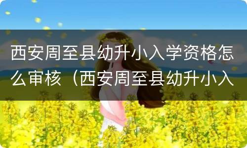 西安周至县幼升小入学资格怎么审核（西安周至县幼升小入学资格怎么审核的）