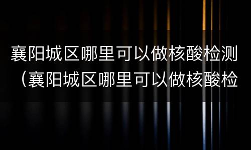 襄阳城区哪里可以做核酸检测（襄阳城区哪里可以做核酸检测的）
