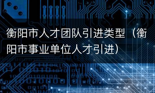 衡阳市人才团队引进类型（衡阳市事业单位人才引进）