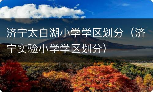 济宁太白湖小学学区划分（济宁实验小学学区划分）